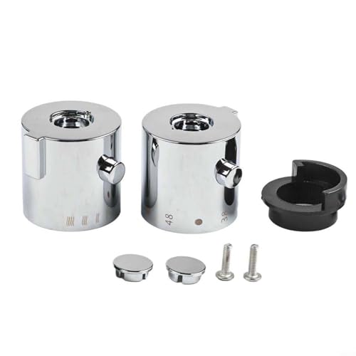 Eawfgtuw Chrome Thermostatic Shower Control Handle Knobs, 1 Pair ABS Replacement Temperature Control Handwheels with White Markings, Compatible with Thermostatic Bat
