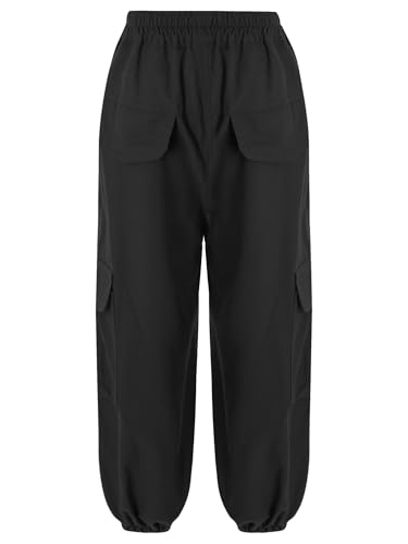 TiaoBug Boys Girls Cargo Trousers for Kids Joggers Pants Elastic Waist Casual Sweatpants Dungarees Bottoms with Pockets2