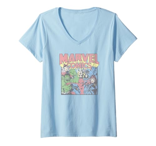 T-shirt Avengers Comic Vintage col en V pour homme look rétro Marvel stylé