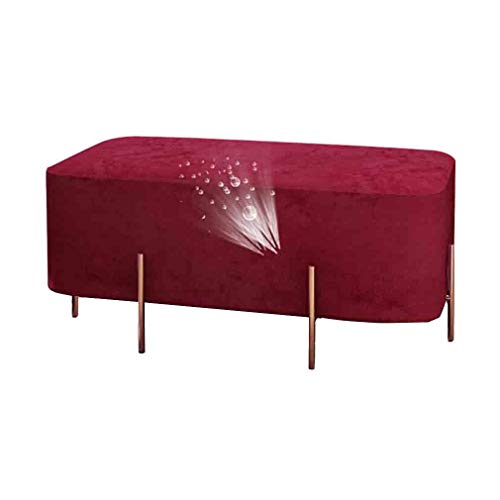 Z-STOOL Footstool Ottoman Stool Bench Upholstered Seat Golden Metal Legs Cube Pouffe Living Room Sofa Stool (Color : Red, Size : 90cm)