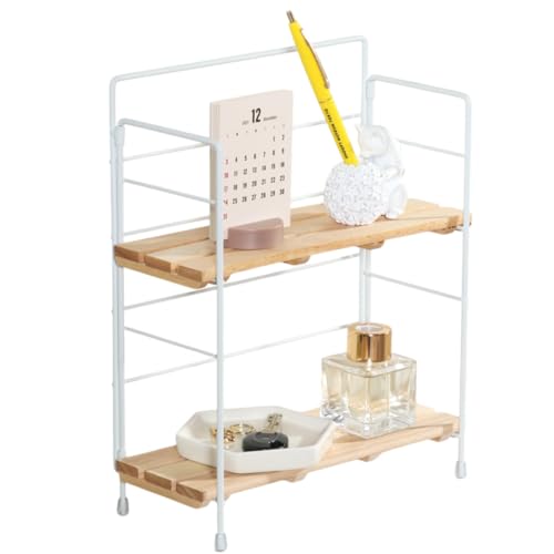 不二貿易 ミニシェルフ 収納棚 幅24×奥行10.5×高さ29.5cm ホワイト×ナチュラル インテリアラック 折りたたみ 55003 - 不二貿易(Fujiboeki) - 商品画像