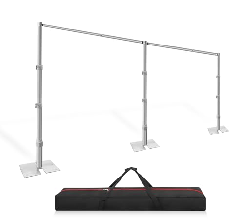 Jiang&Rong 10ft x 20ft Adjustable Backdrop Stand Kit - Heavy Duty Pipe and Drape Stand for Photo Studio, Booth, or Photography Backgrounds