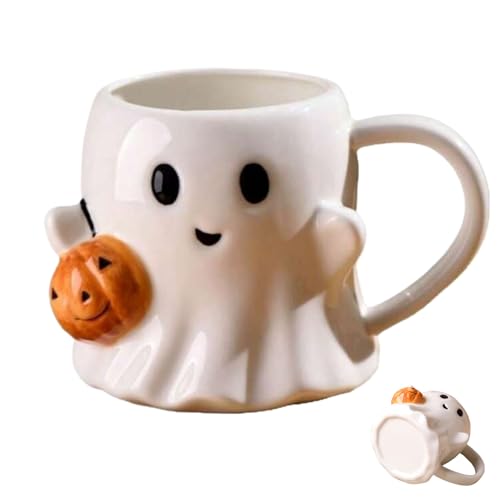 Halloween Tasse Keramik Ghostface Coffee Mug 600ml Niedliche Geiste-r Tasse Halloween Kürbis Tassen Cartoon Ghost Kaffeetasse Herbst Tassen Neuheitsgeschenk für und Freunde