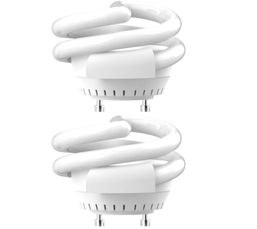 OHLECTRIC UL-Listed 13W Spiral T3 Compact Fluorescent Lamp Light Bulbs (2 Pack) with GU24 Base, 2 Prong Bulb, 1000 Lumens, 2700K Soft White Light Bulb - MLS13GUSWW, TCP 33213SSP