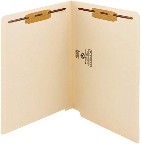 Smead Watershed/CutLess End Tab Fastener File Folder, Reinforced Straight-Cut Tab, 2 Fasteners, Letter Size, Manila, 50 per Box (34130), 3 Pack
