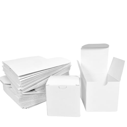 A Little Extra Co 100 pack White Boxes 3x3x3 Inches Gift Boxes with Lids Small Cardboard boxes Crafts Candy Birthday Gift Candle Weddings Birthdays