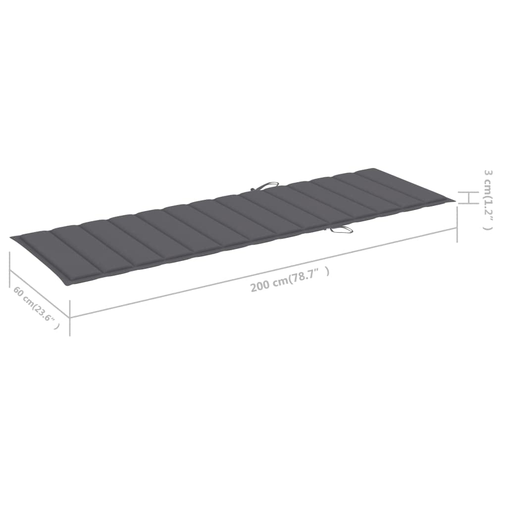 Leżak ogrodowy z litego drewna akacjowego z nakładką, regulowane oparcie i podnóżek, rolki, wysuwana półka, 200 x 68 x 30/86 cm, na taras, balkon, basen, do ogrodu