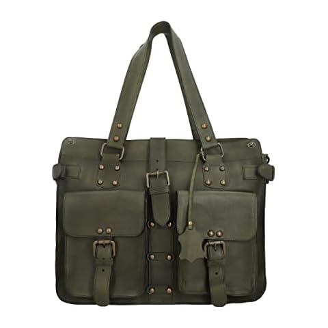 Superior Leather - Womens Real Leather Shoulder Bag Hobo Olive Green Handbag SLG-19 (Olive) Cover