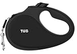 TUG 360° Tangle-Free Retractable Dog Lead for Up to 25 kg Dogs | 5 m Strong Nylon Tape/Ribbon (Medium, Black)