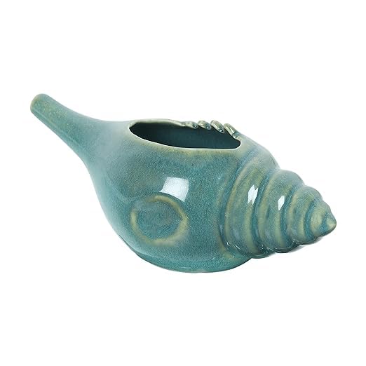 Image of Leak Proof Durable Ceramic Neti Pot with Nostril Plugging Support Better Capacity Holds 300 ml Spill Proof with Comfort Grip Lead Free Microwave Dishwasher Safe (Light Green)