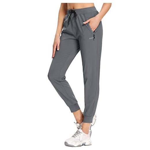 MOCOLY Women's Hiking Cargo Joggers PantsLightweight Quick Dry Outdoor Capris Water Resistant Outdoor Pants UPF 50 Zipper Pockets Grey Medium
