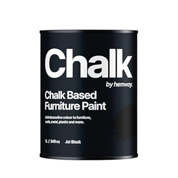 Hemway - Chalk Based Furniture Paint - Jet Black 1 L | Chalky Matt Shabby Chic Finish for Interior & Exterior Home Decor | Quick Dry & All-in-one