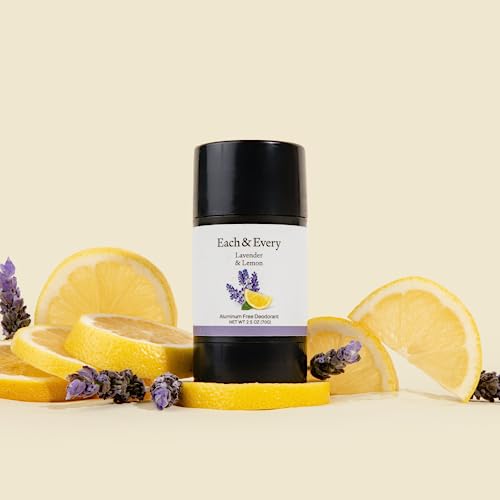 Each & Every Natural Aluminum-Free Deodorant for Sensitive Skin with Essential Oils, Plant-Based Packaging, Lavender & Lemon, 2.5 Oz.