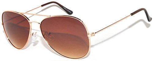 Classic Aviator Style Sunglasses Gold Frame with Amber Lens Men