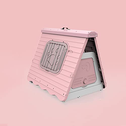 Casa de Perro de plástico Plegable Exterior, Perrera Impermeable para Mascotas, casa para Perros y Gatos para Uso en Interiores al Aire Libre, Rosa (Rosa)
