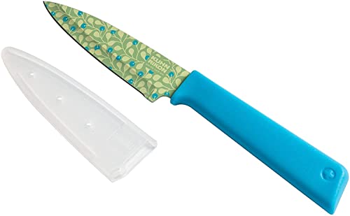 Kuhn Rikon Colori+ Non-Stick Straight Paring Knife with Safety Sh...