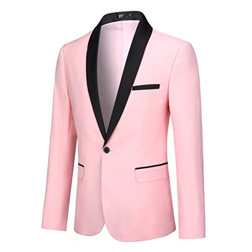 YFFUSHI Men's 2 Piece Suit Shawl Lapel Tuxedo One Button Solid Slim Fit Blazer Jacket Pants3