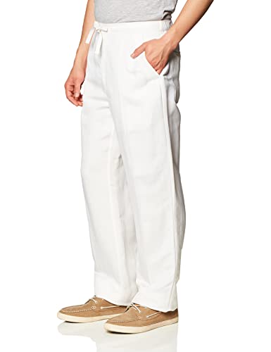Cubavera Mens Linen-Blend With Drawstring (Size Small - 5X Big & Tall) Casual Pants, Bright White, Xx-Large Us #TOP1