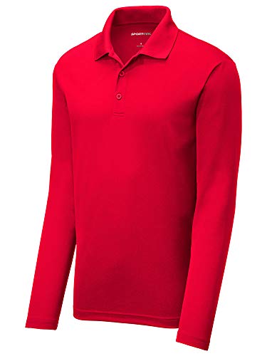 Dri-Equip Mens Moisture Wicking RacerMesh Long Sleeve Polo Sizes XS-4XL