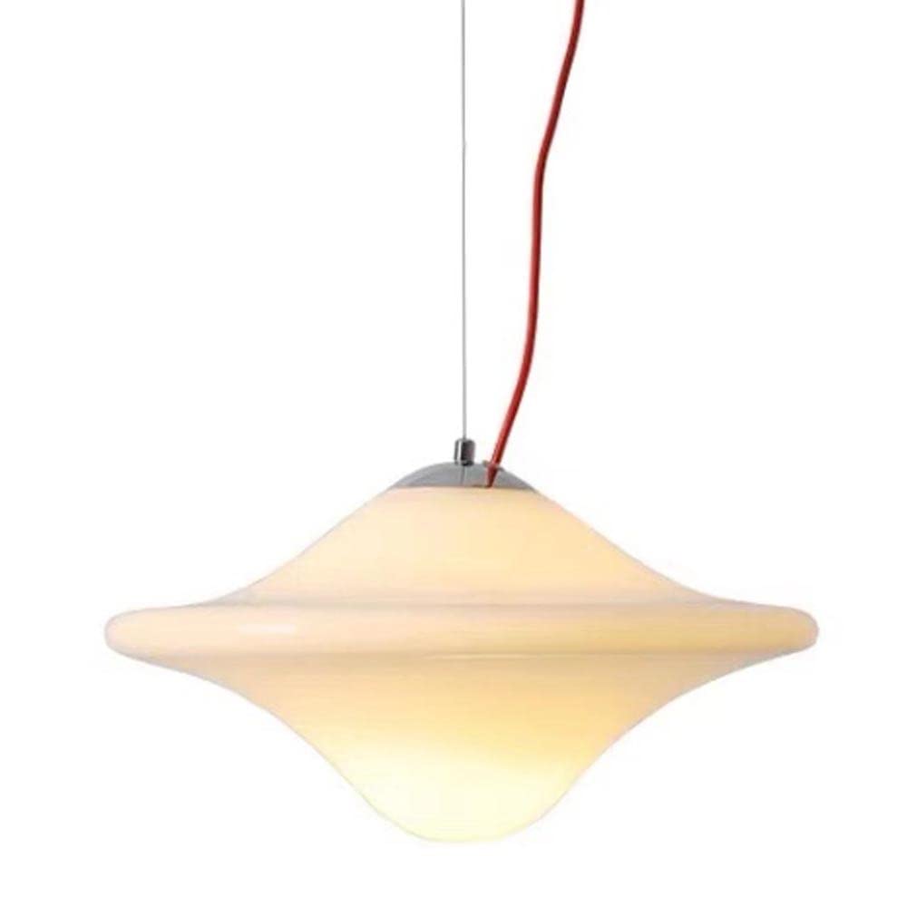 Luminaire suspendu en verre opale crème style milieu du siècle et lampe îlot de cuisine réglable