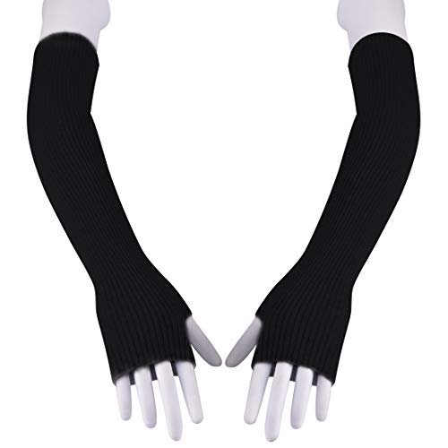 letaosk mujeres mitones larga mitones tricotées lana brazo Brazo codo mano guantes, negro Cover