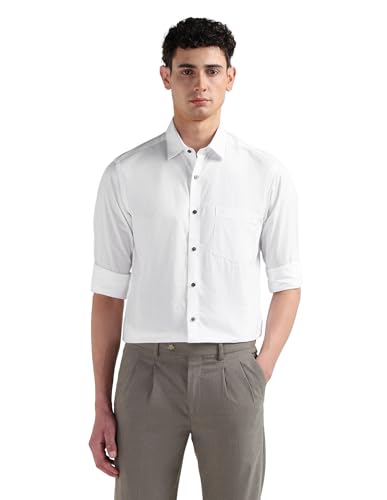 Image of Arrow Classic Slim Fit Mens Formal Shirt - 100% Cotton, Breathable & Comfortable, Full Sleeves Shirts for Men