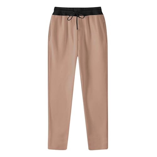 Men Fleece Casual Sweatpants Baggy Casual Jogging Elastic Waist Sports Pants Straight Leg Workout Drawstring Trousers