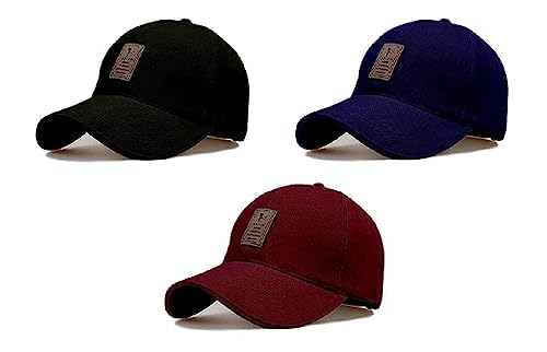 SELLORIA Brand A Soft Cotton Adjustable Unisex Cap Quick Drying Sun Hat Protection for Men and Women (Freesize) Multicolour Pack of 3