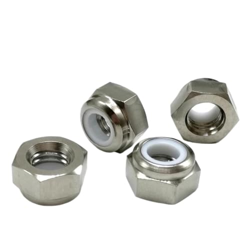 Écrou Ti à pas fin M5 en titane aéronautique TC4 avec bague nylon autobloquante - 10 unités