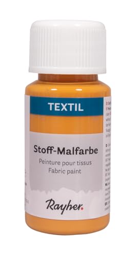 Rayher Pintura textil permanente, amarillo miel, 50 ml, pintura acrílica para tela clara, 35062166