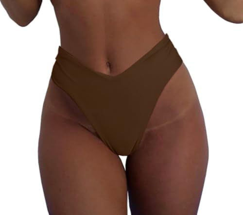 Image of geluboao Women's Bikini Bottom Sexy V Cut High Cut Swimsuit High Waisted Bathing Suit Bottoms
