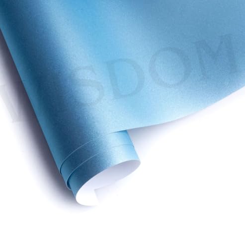 Image of WISDOM Forsty Blue Metallic Vehicle Wrap Vinyl Matt Finish Easy Apply Air-Release Weatherproof DIY Car & Motorcycle (FORSTY Blue Metallic, 20 Inch X 12 Feet)