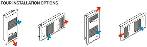 Diagram illustrating four possible installation orientations for the Stelpro Pulsair heater: vertical and horizontal, with air flowing up/down or left/right.
