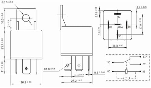 Relé de 5 pines electromecánico MAH-112-C-4 12V 40A con base 2