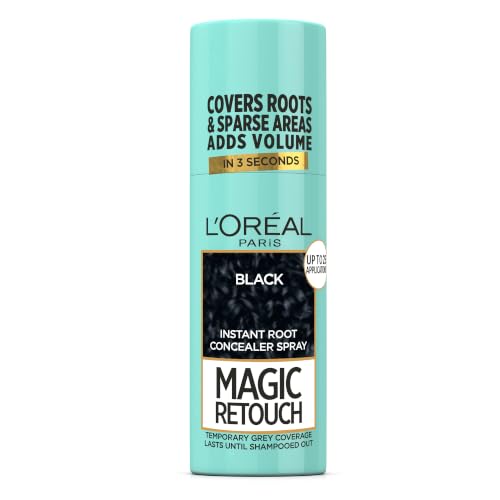 LOréal Paris Black Magic Retouch Hair Colour Root Concealer Spray (75ml) Instant 100% Grey Coverage & Flawless Blend Quick & Easy Application
