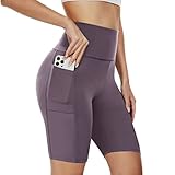 AMIYOYO Radlerhose Damen mit Taschen High Waist Sportshorts Kurze Leggings Blickdicht Sporthose Hotpants für Sommer Yoga Fitness Joggen Laufhose