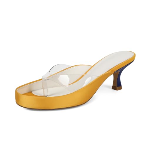CAGLGLZ Women Clear Jelly Kitten Heel Thong Sandals Open Toe Flip Flops by CAGLGLZ - Used condition - US$49.07