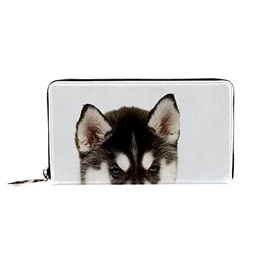 Myntväska, äkta läder plånbok, siberian husky valp byt påse mynt plånböcker korthållare handväskor