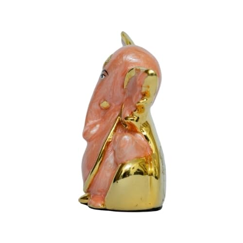 Image of Pearl Orange Flying Ganesha | Divine Vighnaharta Idol for Car Dashboard, Office & Home |Symbol of Success & Prosperity |Ganesha Murti for Happiness & Protection | Height 2.3 Inch