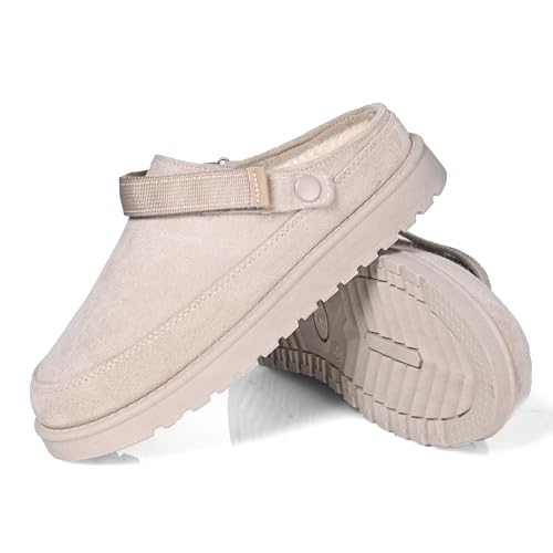 Warm Winter Slippers for Women – Faux Suede Fur Lined Platform Clog Shoes with Non-Slip Sole, Indoor Outdoor House Boots (Mocha, One Size, Adult, Women, 5, Numeric, UK Footwear Size System, Medium)