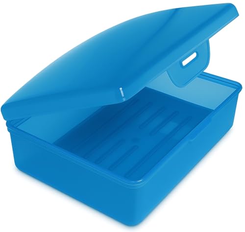 American Comb: Soap Box 1 Ct Aqua - Made in The USA - Soapbox with Hinged Lid and Secure Latch