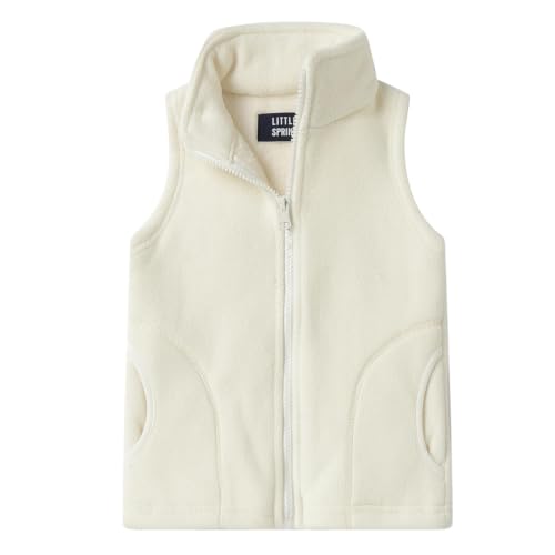 Image of LittleSpring Kids Fleece Vest with Fur Lined Zip Up Warm Thickening Winter Sleeveless Jacket