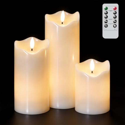 Velas sin llama Eldnacele que no manchan con mecha 3D parpadeante a pilas