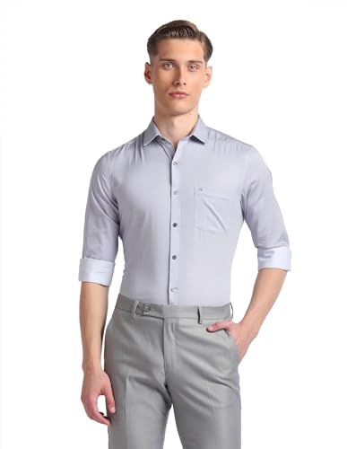 Image of Arrow Men Slim fit Cotton Printed Long Sleeves Cutaway Collar Shirt