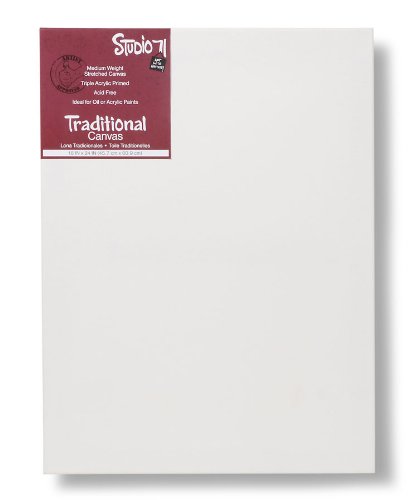 Studio 71 Medium Weight Traditional Stretched Canvas – 18” x 24” Painting Canvas