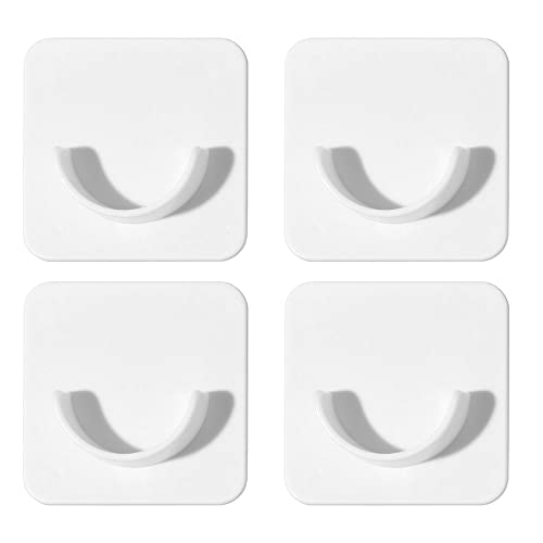 4pcs Adhesive Shower Curtain Rod Holder, U Shape Closet Rod Bracket, Drapery Hook Holders, Fixing Rod Holder for Wall Stick on Drill Free, Not Include Shower Curtain Rod