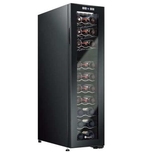 Image of KingChii 27 Bottle Wine Cooler Refrigerator Freestanding Wine Fridge - Intelligent Digital Control, Low Noise Professional Compressor, Tempered Glass for Home&Office&Kitchen