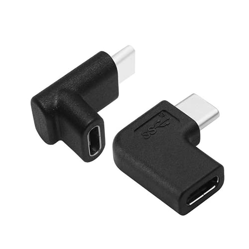 USB 3.1 タイプ C (オス) から USB 3.1 タイプ C (メス) 90度 USB Type C アダプタ 変換 USB-Cオス to USB Cメス USB3.1 変換コネクタ L字型角度変換 アダプタ