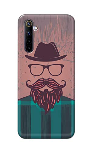 Image of PRINTFIDAA Man Icon with Beard Shirt Hipster Printed Designer Hard Case for Realme 6 / Realme 6S / Realme 6i (6.5 inch) Back Cover -(e) RPM1001