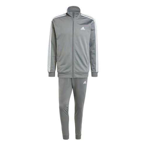 adidas Men's Basic 3-Stripes Tricot Track Suit, Grey, Large